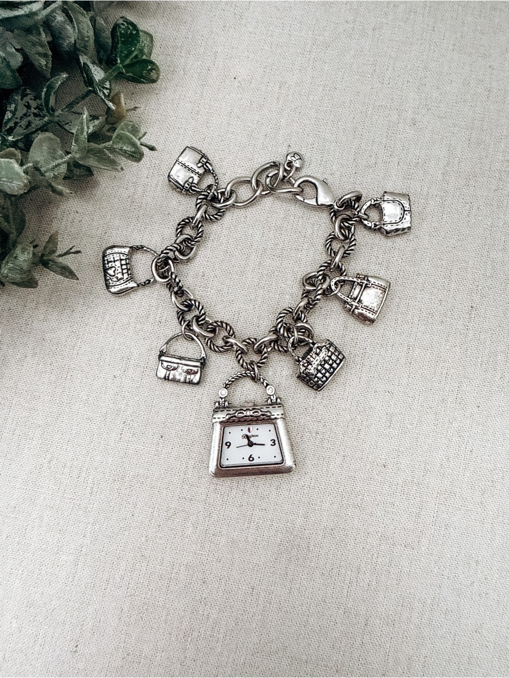 Brighton Sonoma Purse Charm Watch Bracelet Silver Retired Collectible